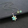 QQs  New Stainless Steel Snowflake Necklaces Pendants for Women Wedding Jewelry Kolye Collares Christmas Elk Deer Earrings Necklaces
