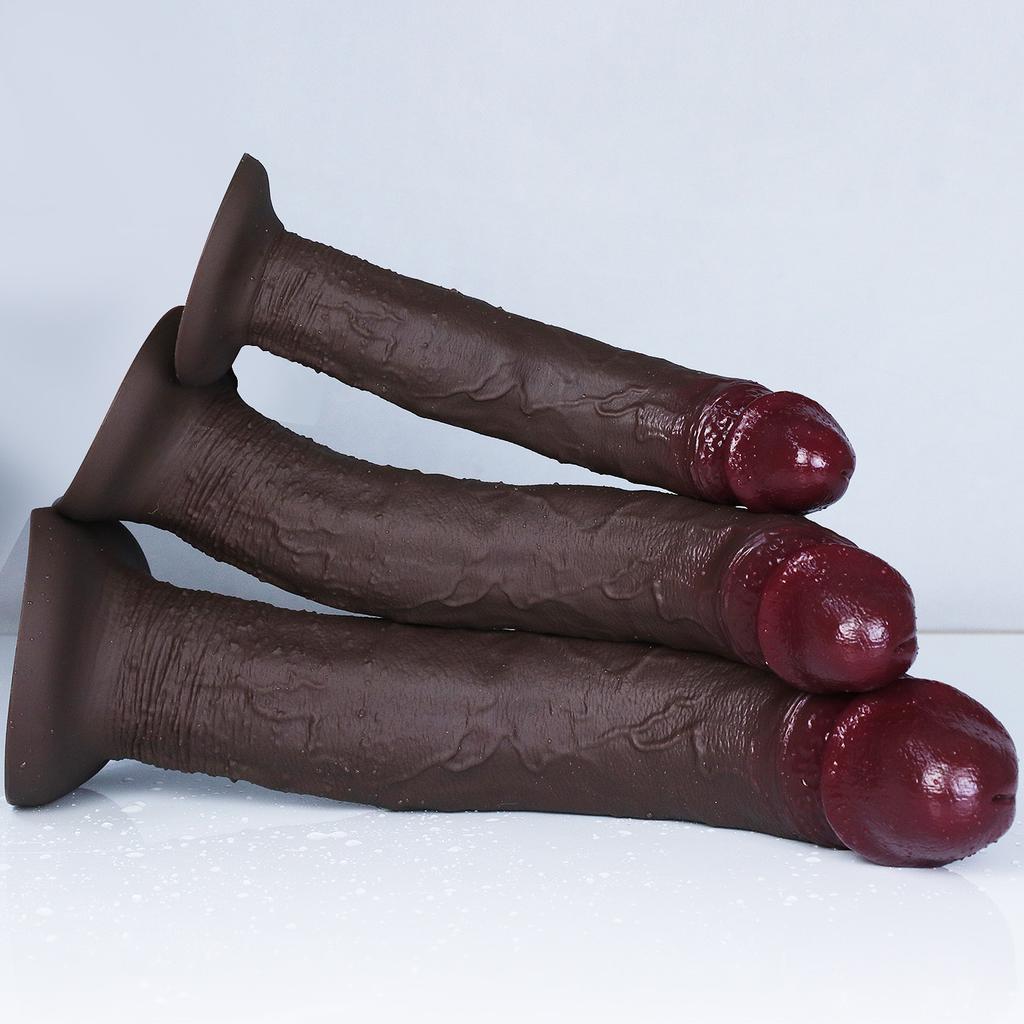 Curved Realistic Long Silicone Dildo, Flexible Bendable Design with Strong Suction Cup Base, Soft Texture, Beginner-Friendly Adult Toy for Couples
