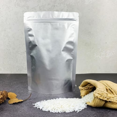 Rice Storage Bags, 5-Pack, 3kg Capacity, Vacuum Storage Containers, Aluminum Zippered Bags for Coffee Beans, Cereal, Nuts, Coffee, Tea, Refrigerator S