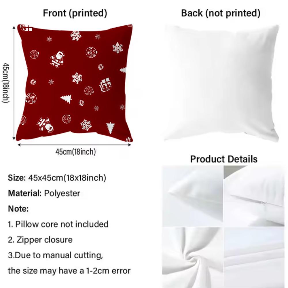 Red Bell Socks Santa Claus Cushion Cover Premium Comfort Reversible Pillow Cove -Two In One Design For Any Room & Car Interior