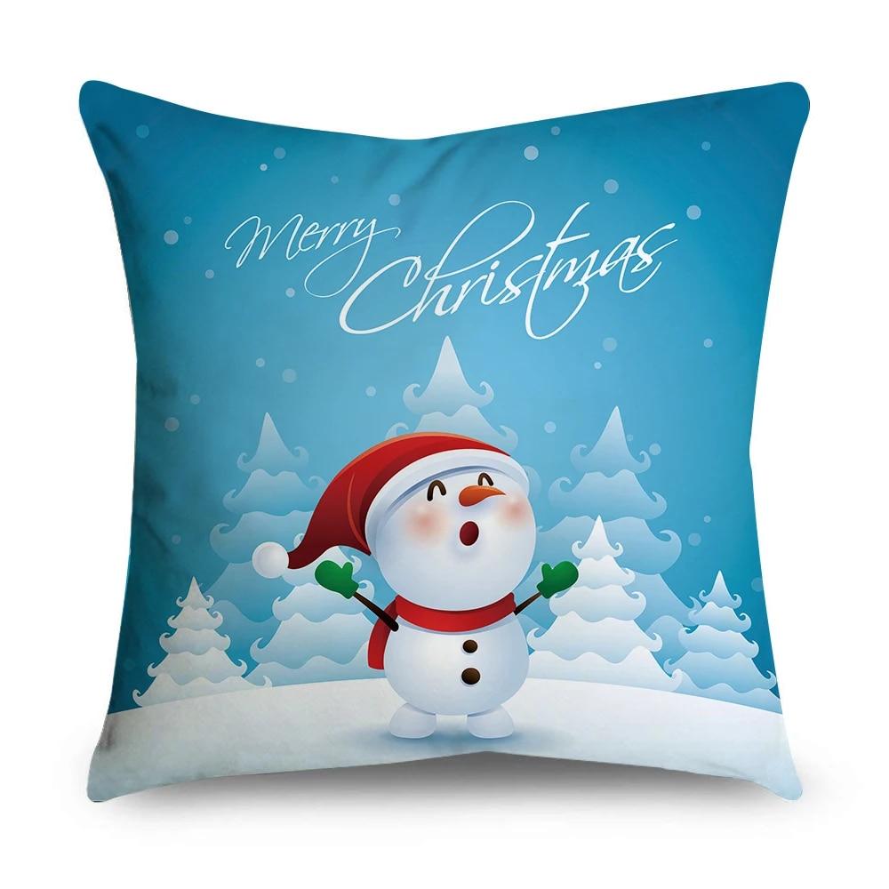 Christmas Pillowcase Animal Moose Sleigh Wreath Santa Claus Snowman Christmas Decoration Office Sofa Bed Car Throw Pillowcase