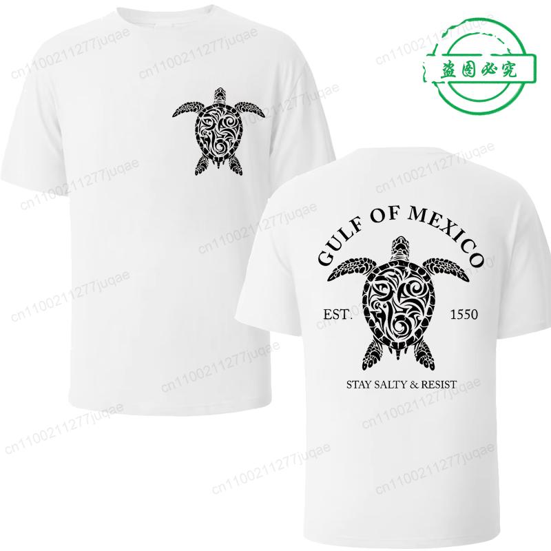 Gulf of Mexico Retro Turtle Shirt T-shirt Men Women Summer Loose Couple Short Sleeve Tops Harajuku Y2k Vintage Tee Fashion Top