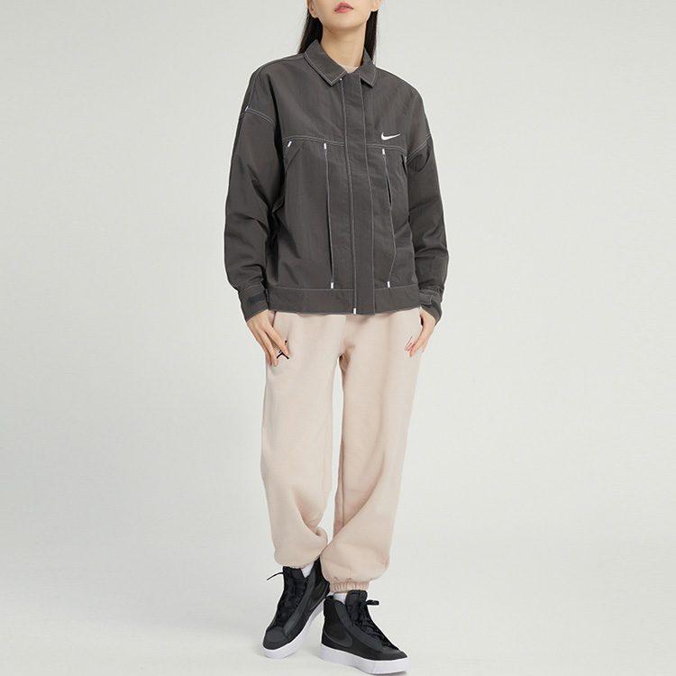 Nike Women's Zip-Up Long-Sleeve Woven Jacket Gray FD9929-261