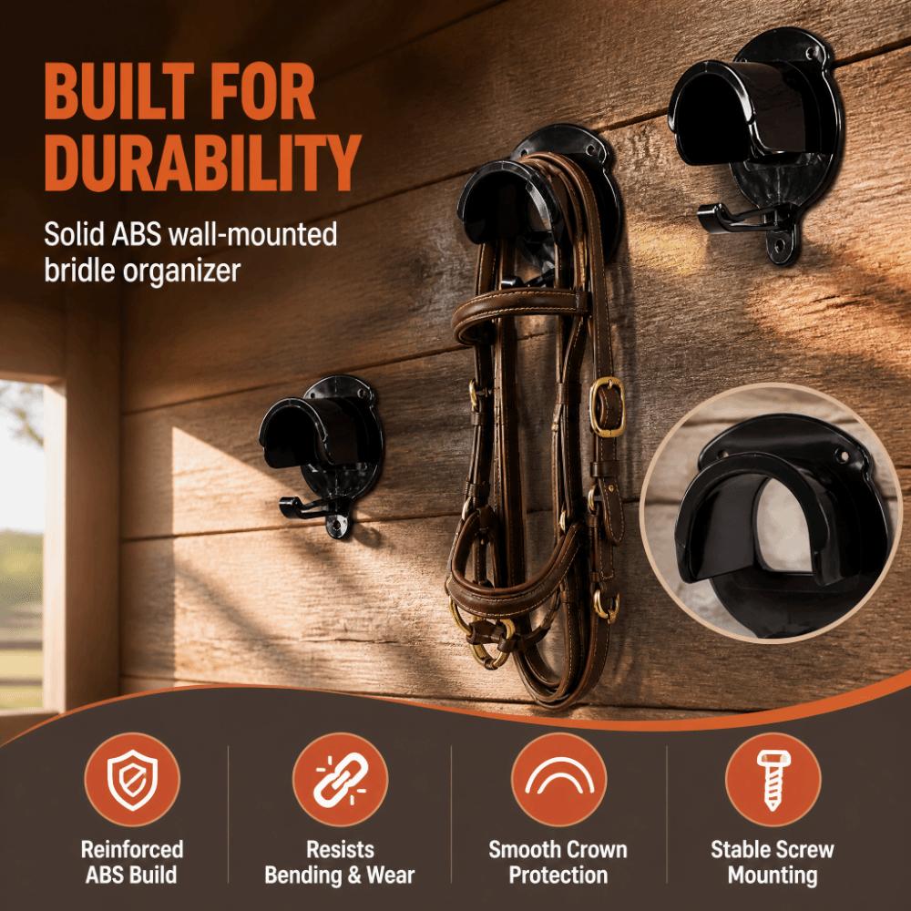 ABS Horse Bridle Rack Black Bridle Bracket Space Saving Bridle Holder Horse Barn Supplies