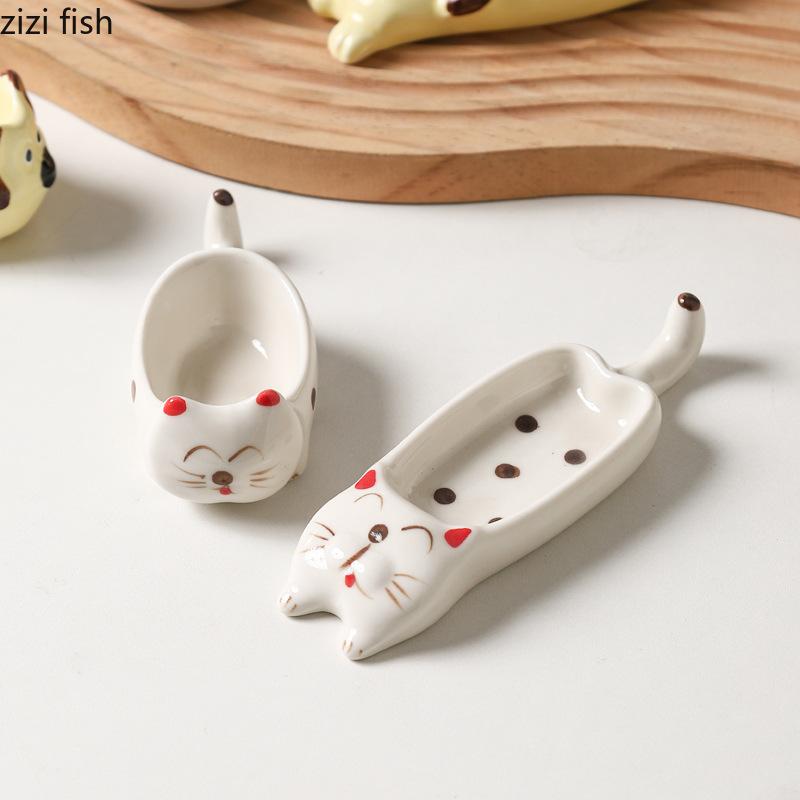 Cartoon Animal Sauce Dish Ceramic Bowl Chopstick Holder Snack Bowl Seasoning Dishes Dipping Dish Dessert Plate Gravy Boats Tray