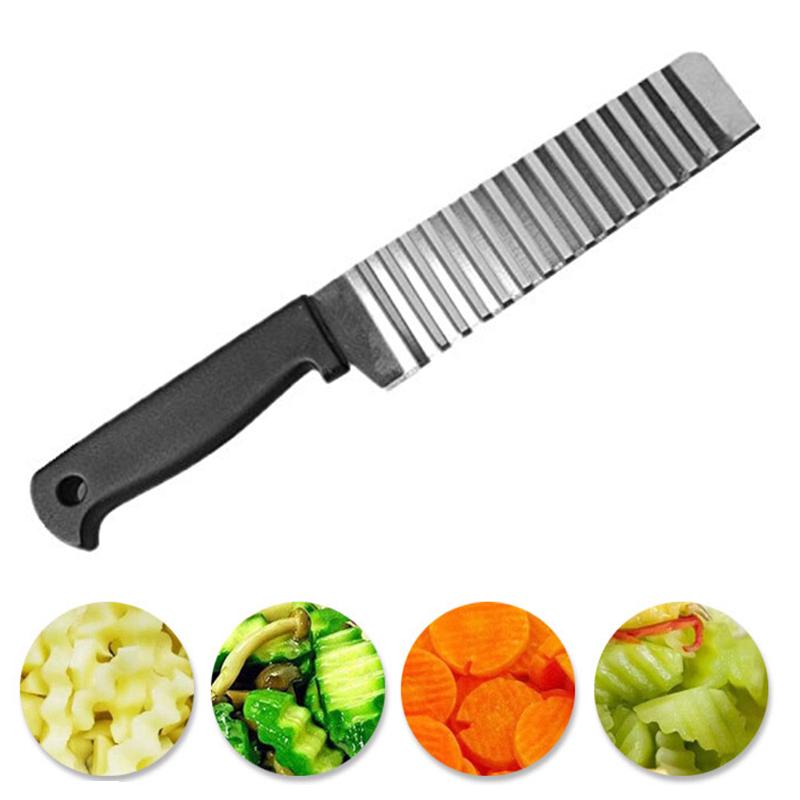 Edelstahl Kartoffel Chip Slicer Teig Gemüse Obst Crinkle Wellenförmige Slicer Messer Kartoffel Cutter Chopper Französisch Fry Maker Werkzeuge