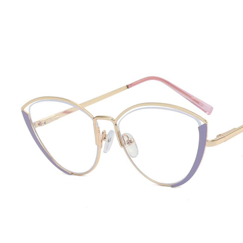 Triangular Cat Eyes Cutout Frame Clear Lens Glasses Oval Simple Myopia Nerd Spectacles Degree -0.5 -1.0 -2.0 -3.0 -4.0 To -6.0