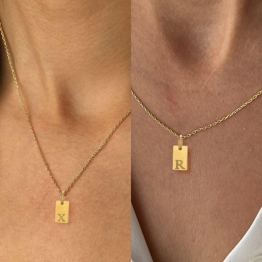 CARLIDANA Initial Necklace Engraved A-Z Alphabet Charm Necklace Box Chain Stainless Steel Women's Minimalism Jewelry Gift