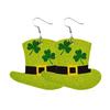Women Fashion ST. Patrick's Day Green Drop Shape Printing  Earrings Ear Studs