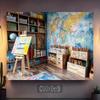 2D Classroom Art Studio Background, Painter's Easel & World Map Backdrop