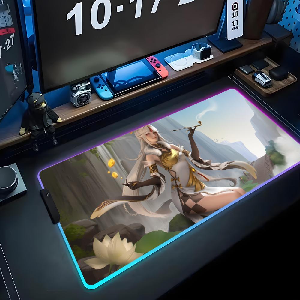 Mingguang Mouse Pad RGB Gaming Mousepad Big LED Pad PC Desk Mat Luminous Mouse Pad Large Keyboard Mats Table Rug With Backlit