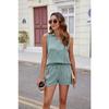 Ladies Spring and Summer New Solid Colour Lapel Vest Pocket Shorts Casual Suit