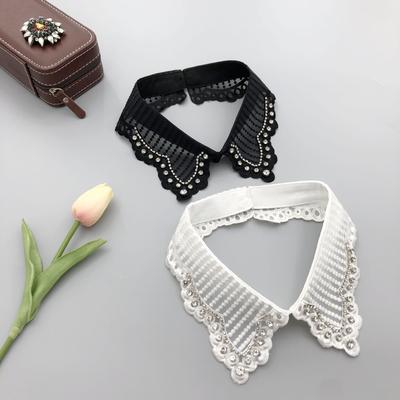 Guangzhou Oszczędność Dekoracyjny Kołnierz Prosty Wysokiej Jakości Organza Haftowana Diamentami Boutique Piękny Fałszywy Kołnierz na Szyję