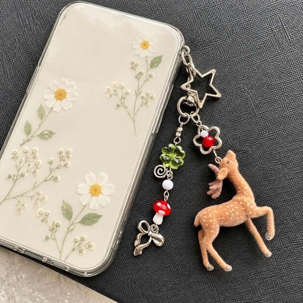 Flocked Flocked Pendant Miniature Animal Bag Charm Flower Bag Hanging Beaded Key Ring  Teens