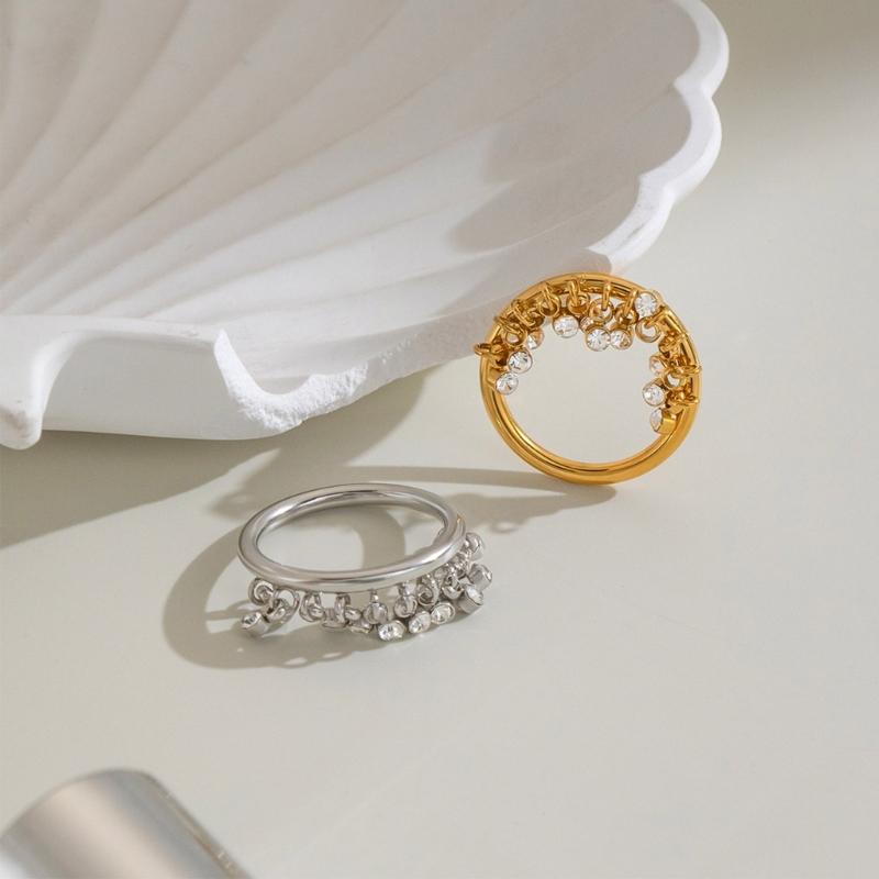 Fringe Finger Ring for Women with Clear Stone Detail, Statement Jewelry for Parties, Date Nights and Gift Giving