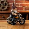 Dwarf Resin Sculpture Gnome Riding Retro Motorcycle Figurine, Motorbike Statue Miniature Sculpture, Ornament for Home Office Desk Bookshelf
