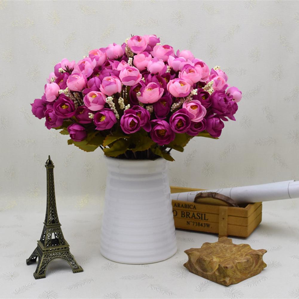 Branch 18-Flower Pretty Simulate Camellia Bouquet Artificial Flower Wedding Home Office Decoration
