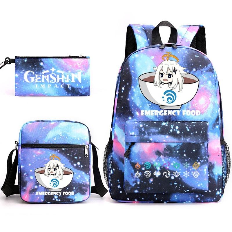 Genshinimpact Yuanshen School Bag Three-Piece Pencil Case Shoulder Bag Backpack