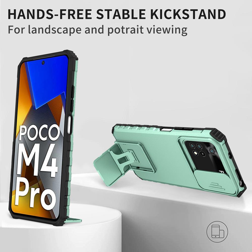 Shockproof Case for Xiaomi POCO X4 Pro X5 5G M3 M4Pro Push Pull Camera Protection Live Stand Phone Cover for POCO X3 NFC