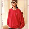 Anta Comfortable Simple Casual Round Neck Pullover Sweatshirt Women Sweatshirt Deep-Red 962518701-3