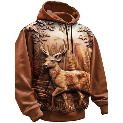 3D-Druck Hirsch Grafik Hoodie für Männer Mode Sport Langarm Hoodies Herren Übergroße Sweatshirt Kleidung Sudaderas Streetwear