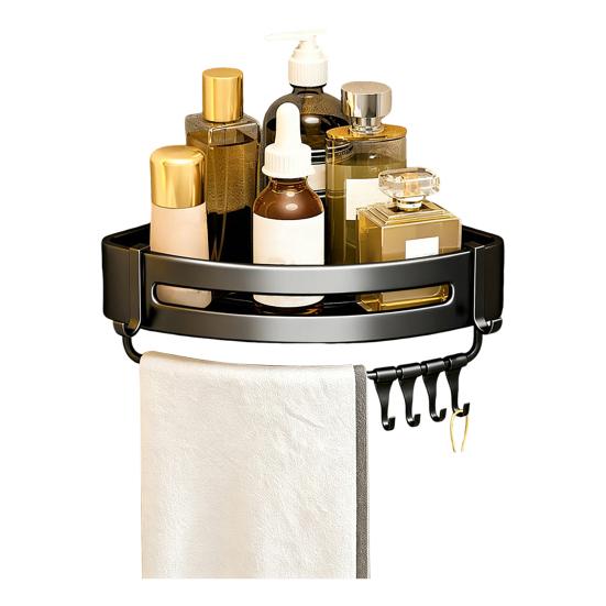 Storage Rack Aluminum Alloy Metal Body Corrosion-Resistant Corner Shelf Wall-Mounted Triangular Design Kitchen Bathroom Shelf