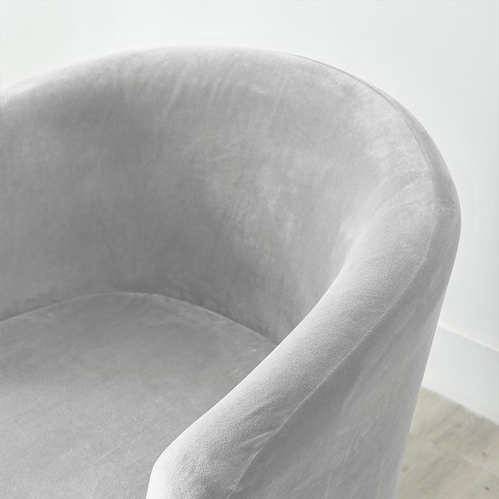 Club Armchair Cover, Velvet, Light Gray