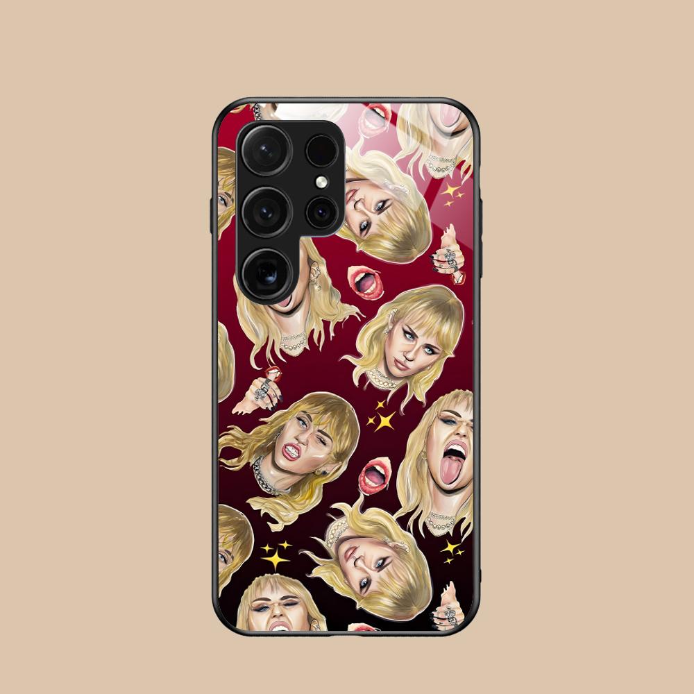 

Чехол для мобильного телефона Майли Сайрус для Samsung Galaxy A56 55 54 53 52 51 36 35 34 23 16 15 5G Стекло Цветная Крышка Крышка Роскошный Galaxy A25 5G