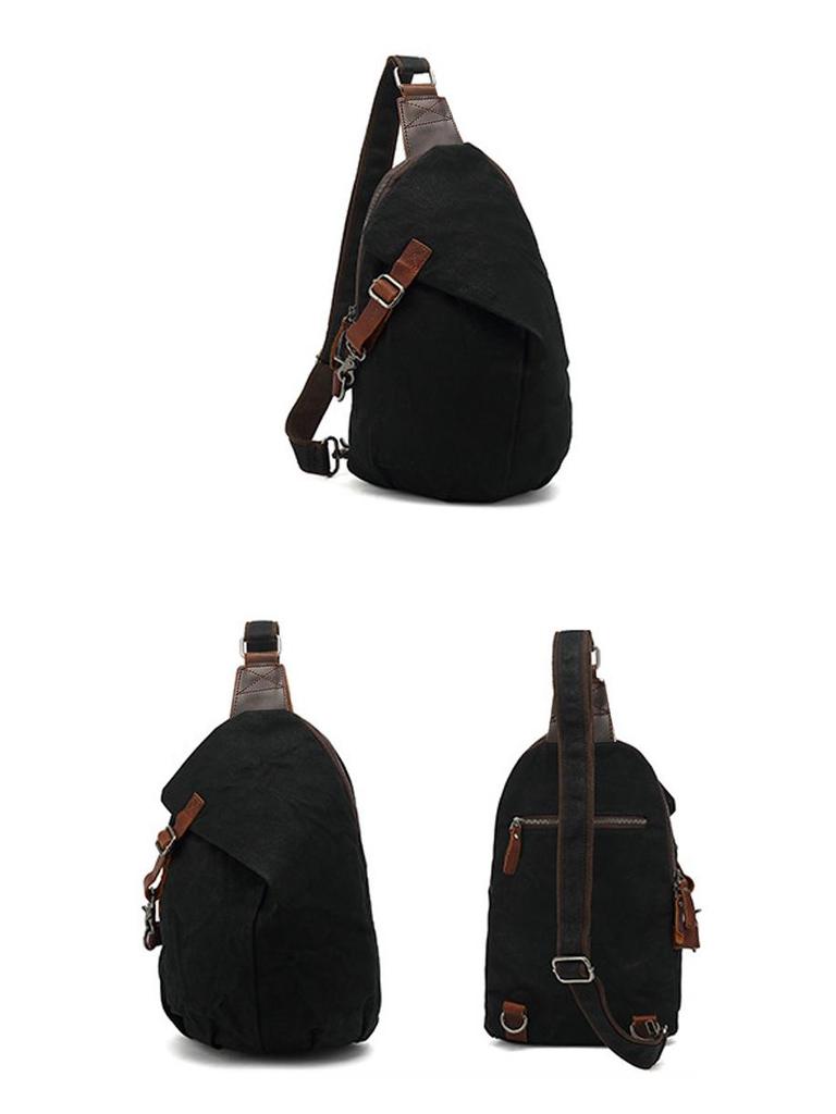 Men's Waxed Canvas and Top Layer Cowhide Travel Crossbody Bag