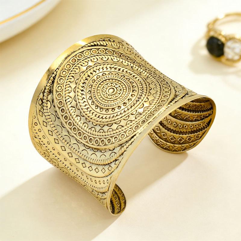 European Ethnic Bohemian Wide Pattern Bracelet - Exotic Design for Women