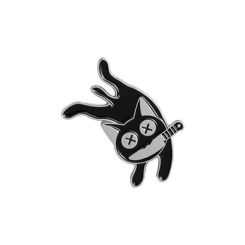 

Cat Brooch Playful Unique Black Cat Design Charming Accessory Crafted From Alloy Durable XZ3180