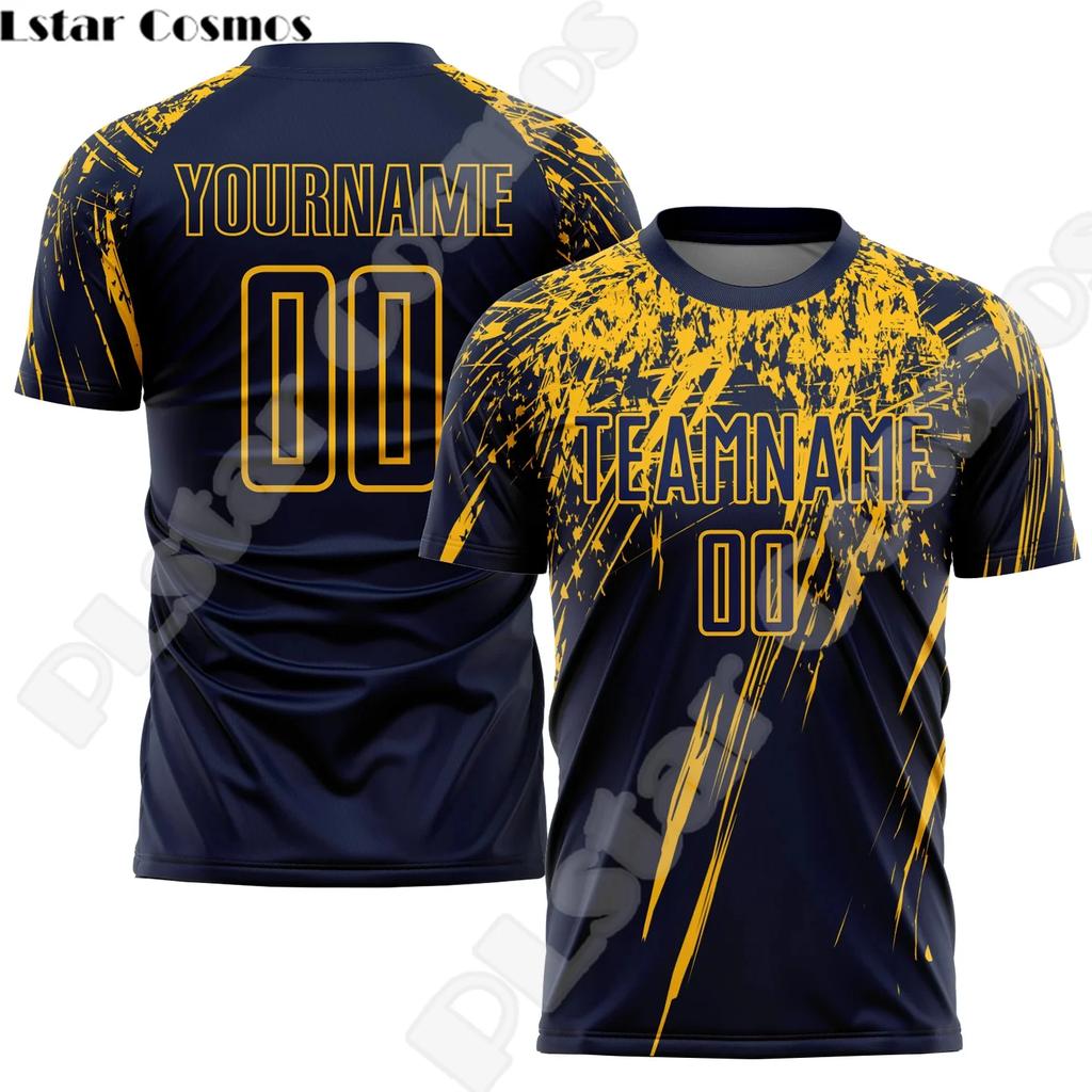 Nowa Moda Koszulka Piłkarska z Niestandardowym Imieniem Drużyny Logo Zawodnika Streetwear Drop Shipping Druk 3D Letnie Koszulki Casual Harajuku X6