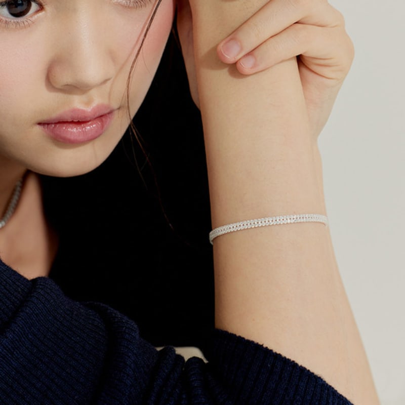 murmur [925silver]Sparkling double cubic bracelet
