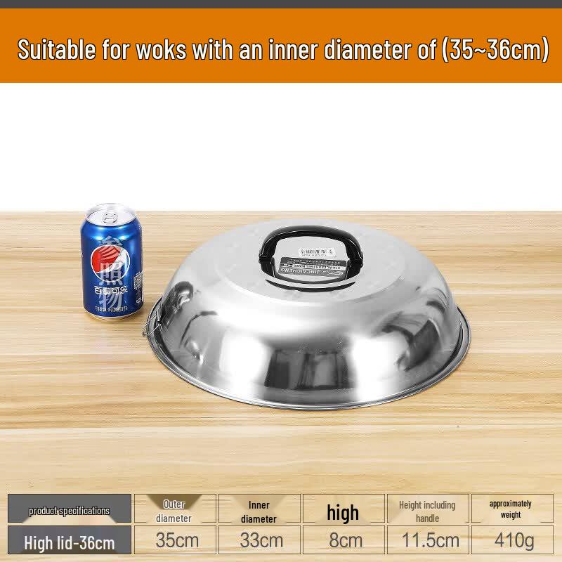 Biaoxing Classic Thickened Stainless Steel Wok Lid with Glass Window
