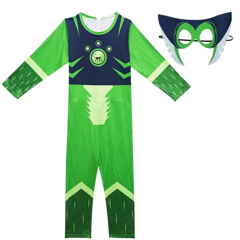 Costum Wild Kratts Puterea Creaturii Pentru Copii Cu Salopetă Verde Marin și Mască