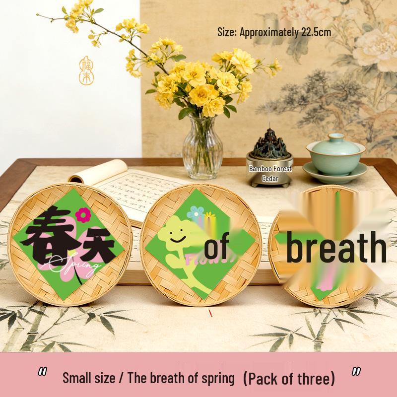 Spring Bamboo Plate Hanging Ornament Set for Teahouse and Homestay Decor & Photography Backgrounds