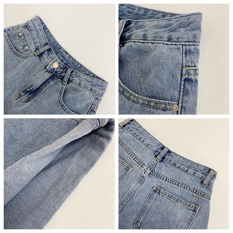 Dámské korejské džínové šortky áčkového střihu s vysokým pasem - Letní široké nohavice, volný střih, trendy