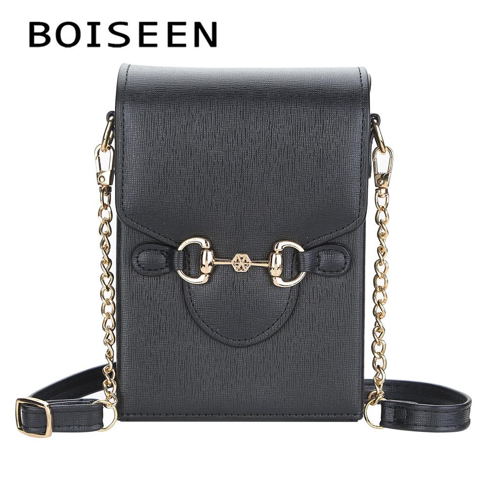 Boiseen New Mobile Phone Bag Women's European and American Solid Color Horse Buckle Large Capacity Shoulder Oblique Span Women's Bag Wallet