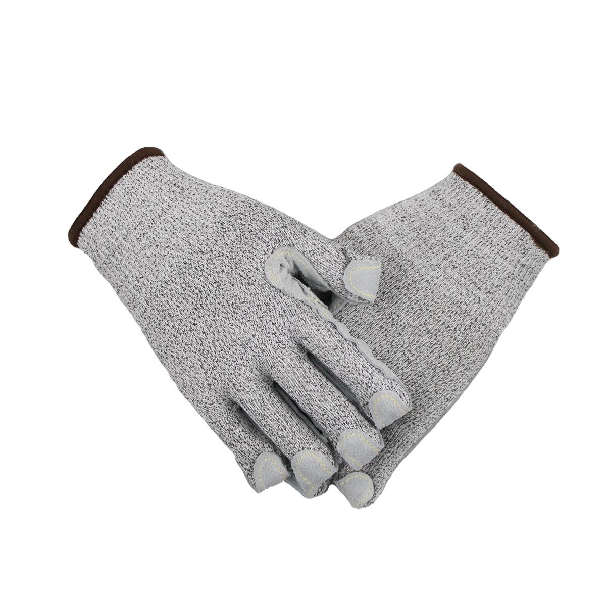 Factory  Industrial Anti-Cut Level 5 Thorn Proof Leather Palm Anti-Abrasion Cut Resistant Gloves for Metal Handling (Gray,L) серый