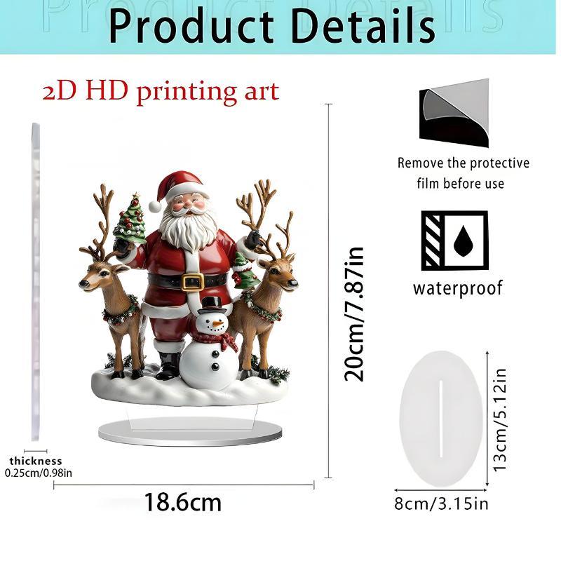 2D Acrylic Santa Claus Sled Decoration Christmas Tree Diy Ornaments Gifts Family Party Decorations Christmas Courtyard Ornaments