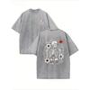 Washed T - Shirt, Distressed Retro Style, Skeleton Floral Print Spring Summer Crew Neck Cotton Soft Casual Streetwear T - Shirt