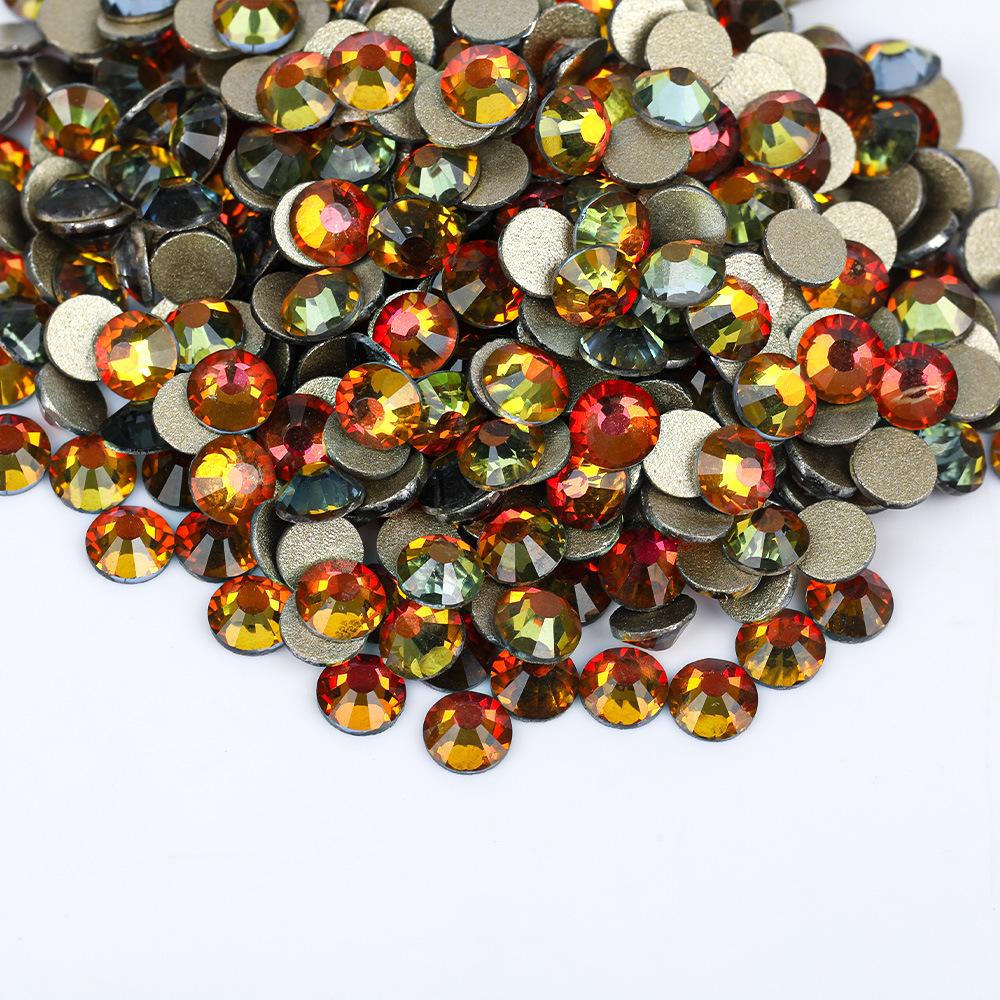 Weichen, Gold Bottom Mixed Glass Flat Bottom Diamond Nail Drill, Decorative Mobile Phone Case Diy Nail Accessories Rhinestone Jewelry