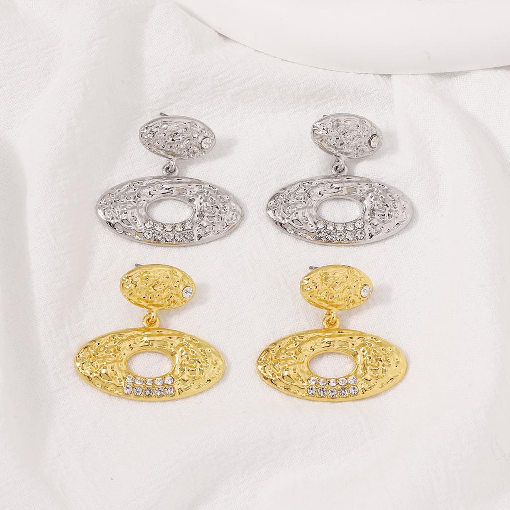 New geometric oval temperament, light luxury, versatile trendy fashion earrings, women