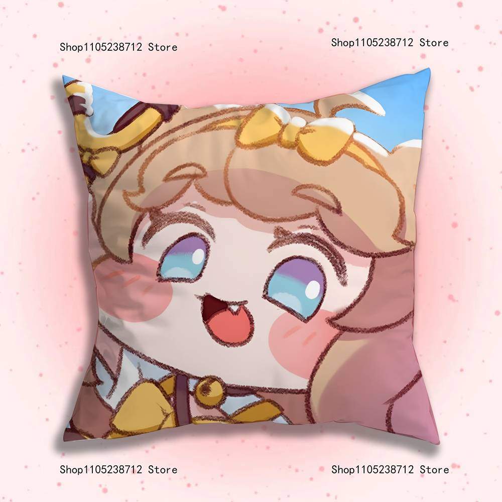 Cute Game T-Trickcal Anime Pillow Case Anti-Dustmite Pillowcase Invisible Zipper Silky Short Plush Sofa Cushion Cover