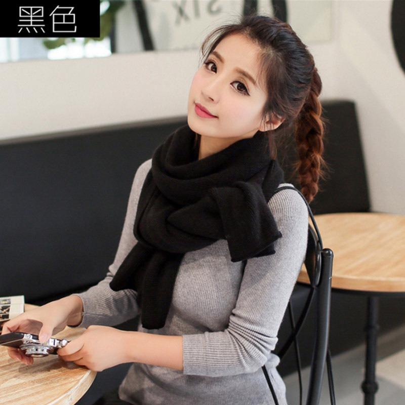 Autumn and Winter New Solid Color Imitation Cashmere Couple Scarf Thickened Warm Flat Scarf