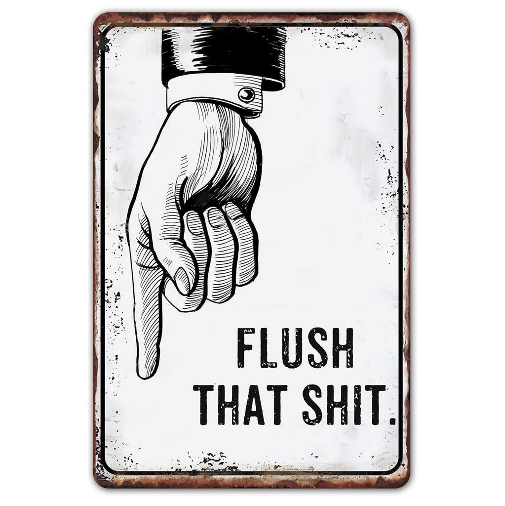 HD Tin Sign Funny Bathroom Humor Vintage Metal Wall Art Retro Toilet Decor Set