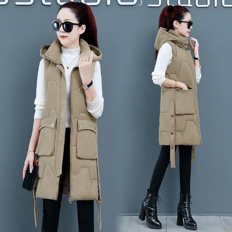 Modische Baumwollweste für Damen, mittellang und lang, Herbst und Winter, verdickte warme Weste, Jacke, schlanke und dünne Studentenweste, Flut