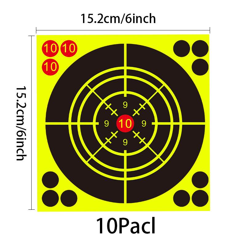 10pcs/set Self-Adhesive Splash Target Stickers Yellow Fluorescent Shooting Range Practice Targets for Gun Reaction Training