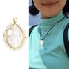 Fashionable Virgin Marys Necklace Charm with Sturdy Brass Materials and Mother of Pearls Shell Detailing Daily Use
