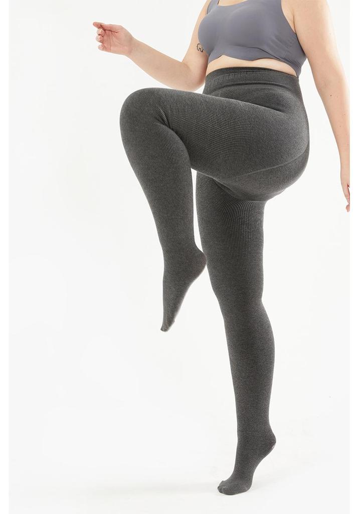Plus Size Coffee Color Imitation Cashmere Base Layer Stockings with Velvet Cotton Stripe Tights (Up to 200 Jin).